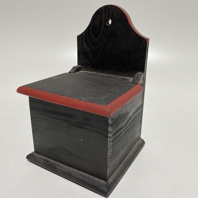 BOX, Black Red Hinged Lid Trinket or Jewel
